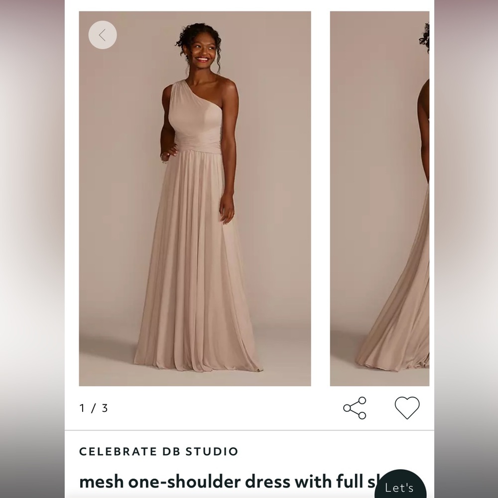 David’s Bridal bridesmaid dress in biscotti